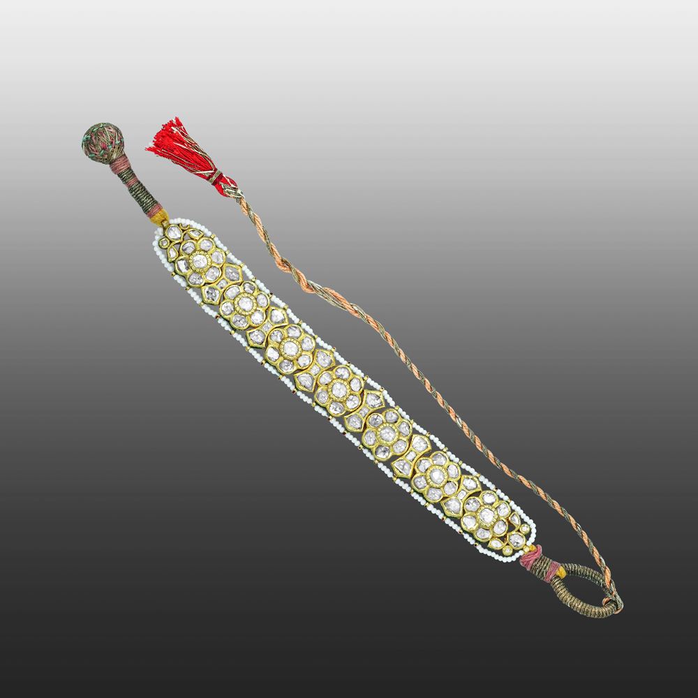 Polki Bracelet with Gold Lattice Design